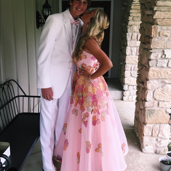 pink flowery sherri hill prom dress - Picture 1 of 8